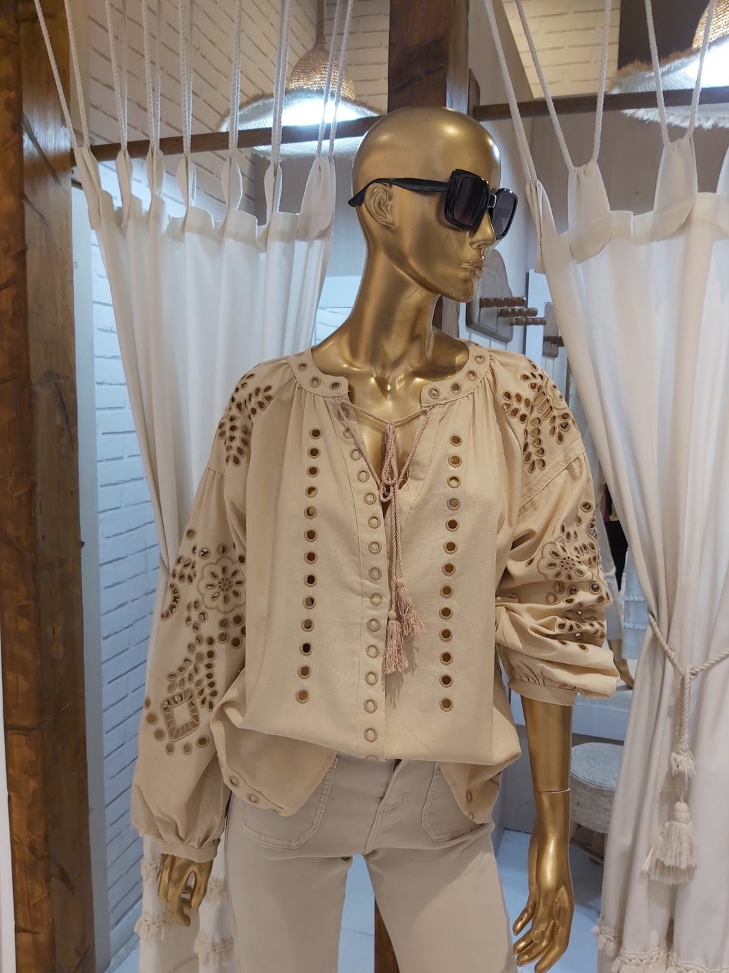 Blusa Boho Beige Bordado