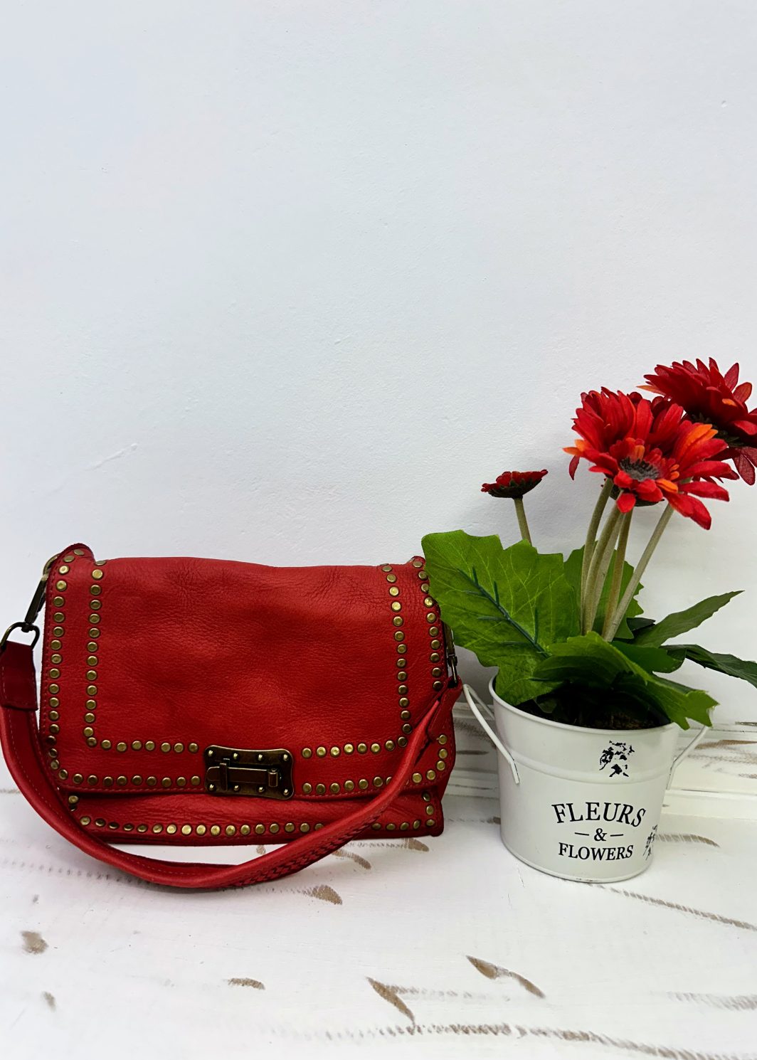 Bolso Piel Asa y Bandolera Rojo