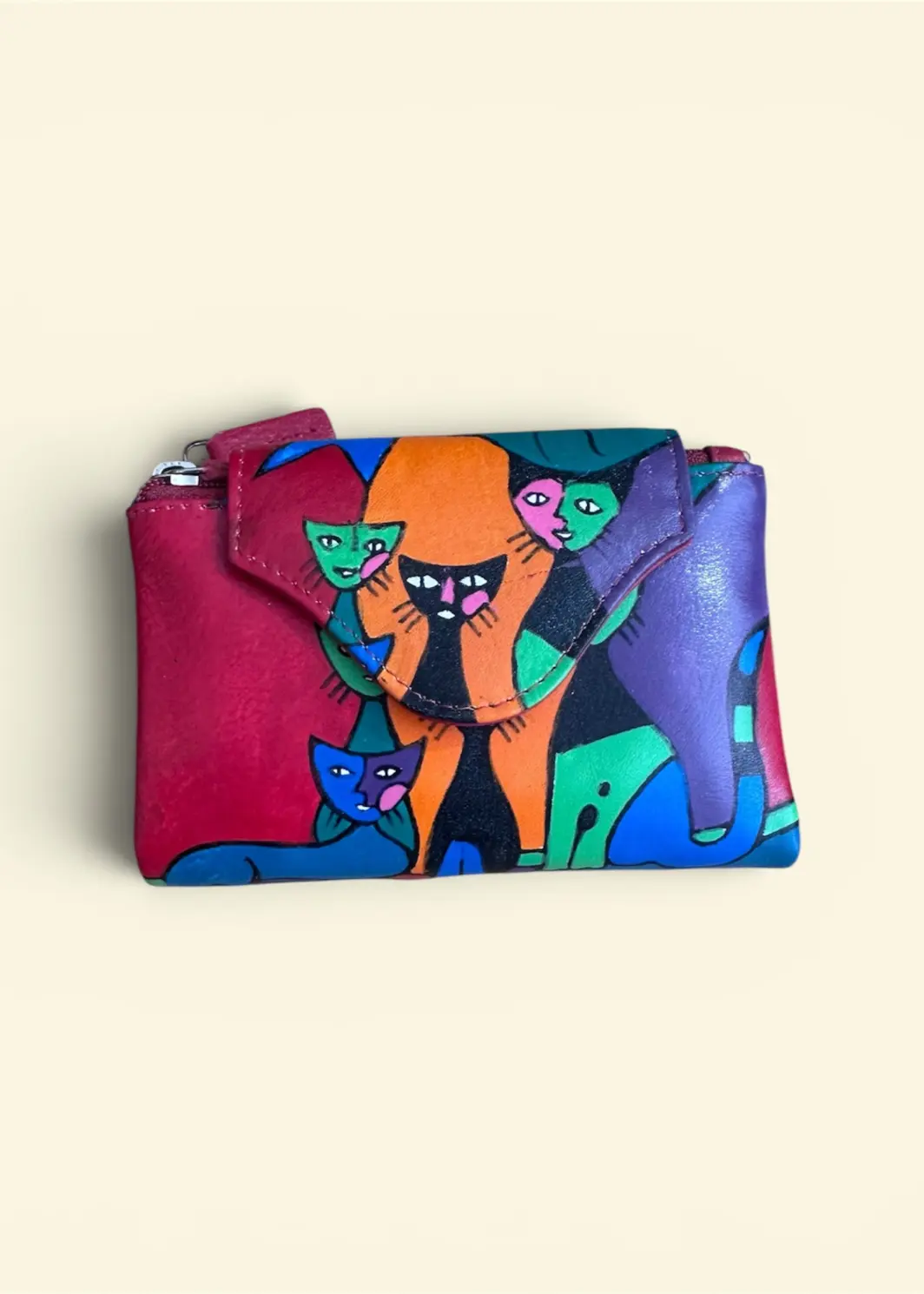 Cartera de gatos pintada a mano