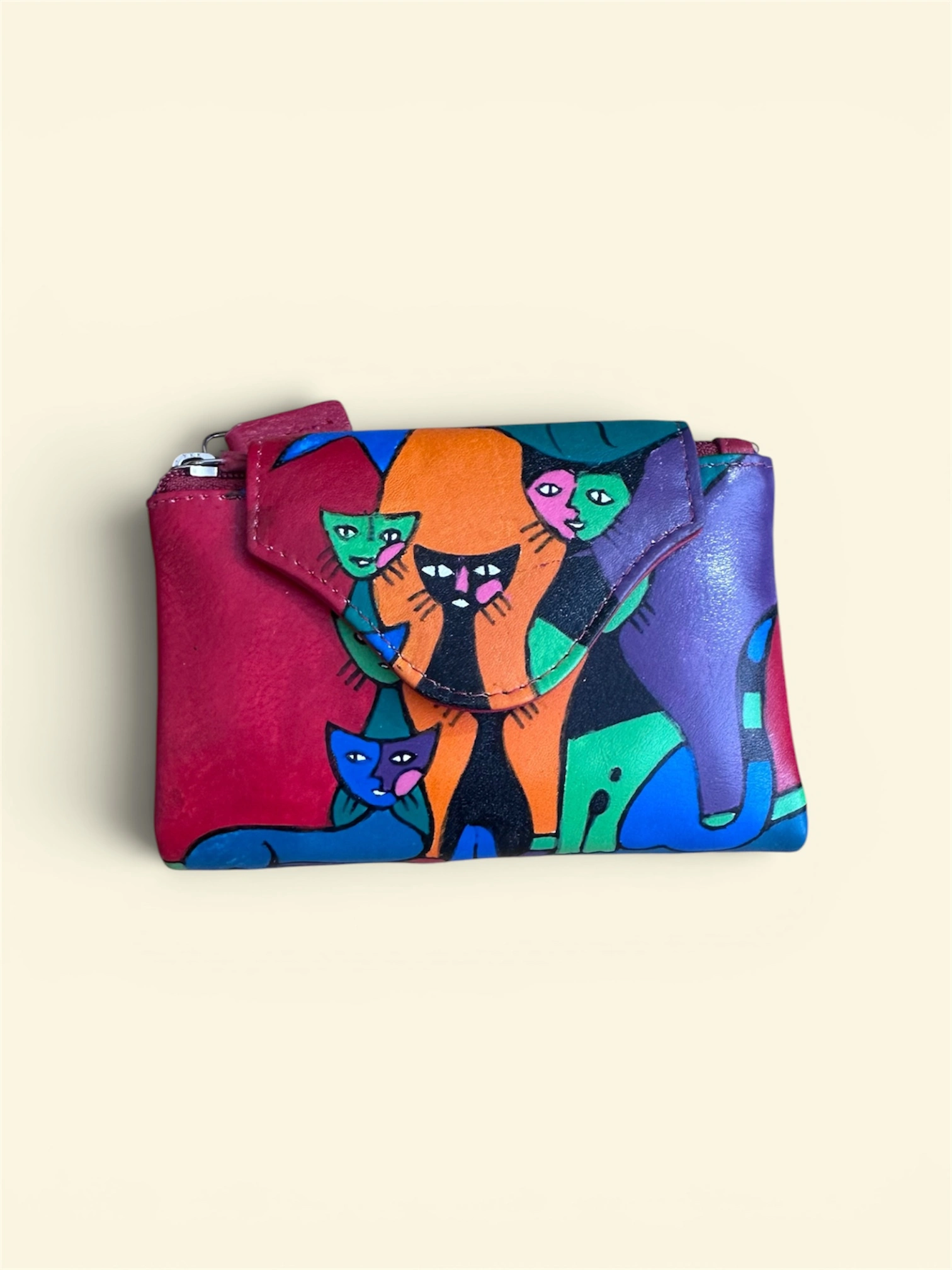 Cartera de gatos pintada a mano