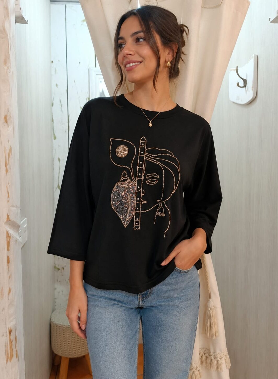 Camiseta de manga francesa
