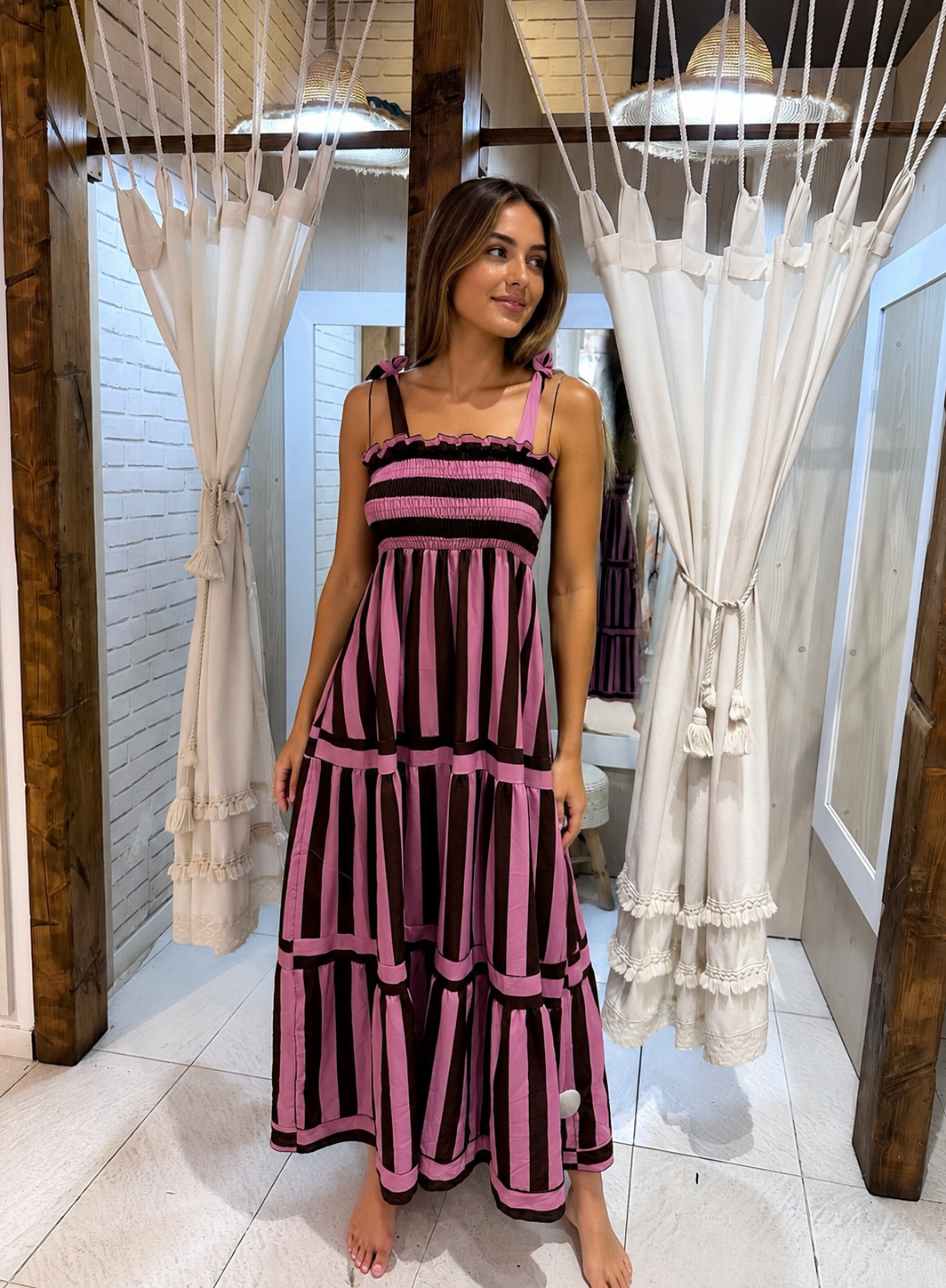 Vestido Rayas y volantes