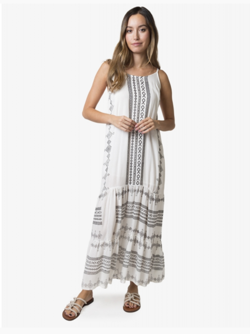 Vestido Tantrend blanco dibujo étnico