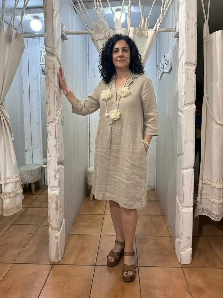 Vestido Jot de Lino con Bolsillos