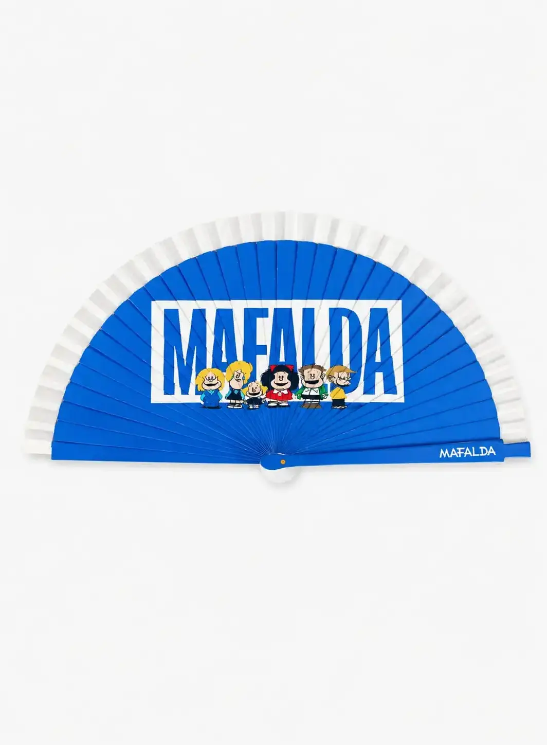 Abanico Mafalda Azul de Madera