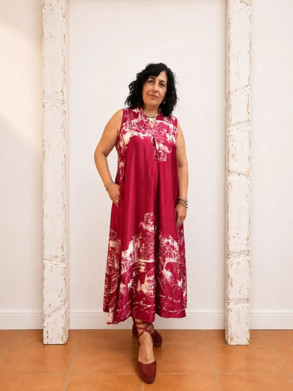 Vestido Largo de Seda con Bolsillos