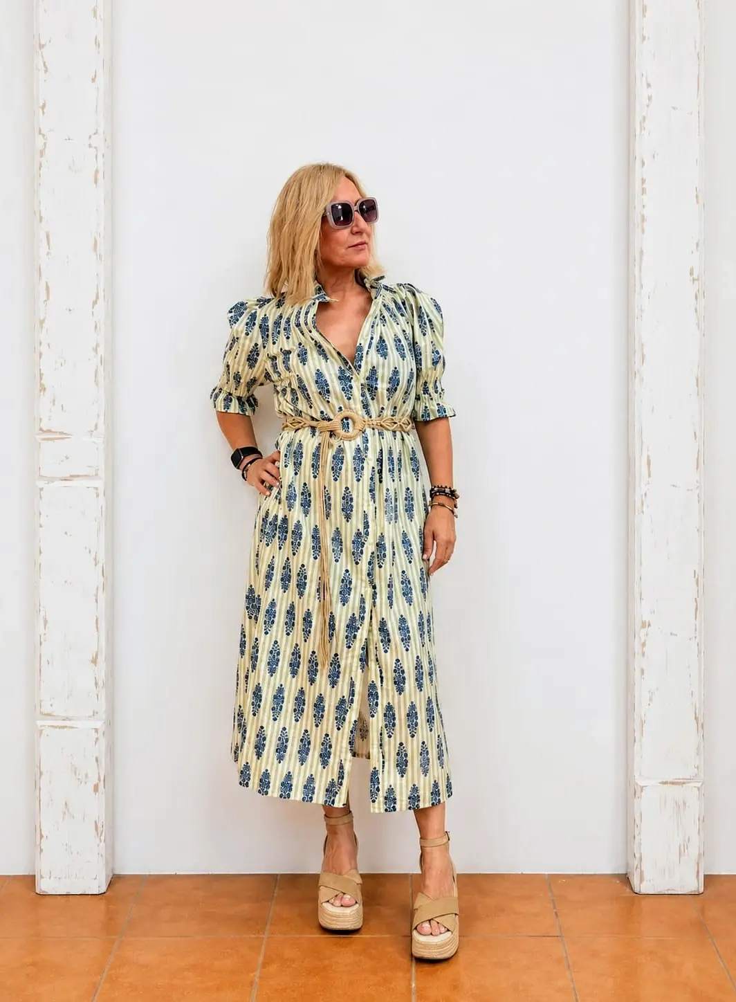 Vestido camisero estampado 100% algodón