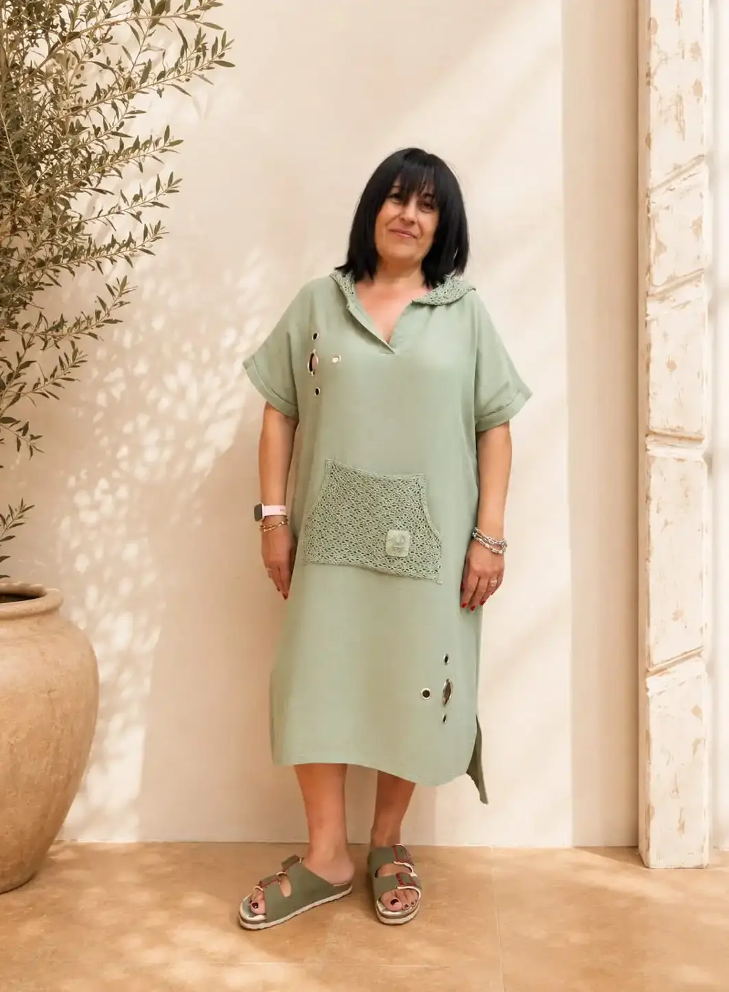 Vestido de lino de corte asimétrico