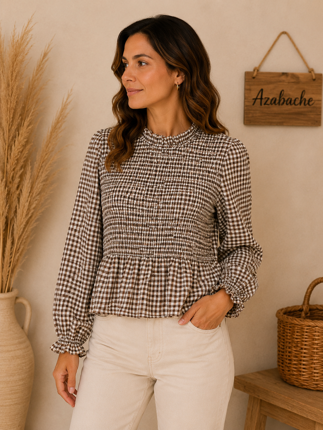 Blusa Cuadro Vichy con Pecho Elástico