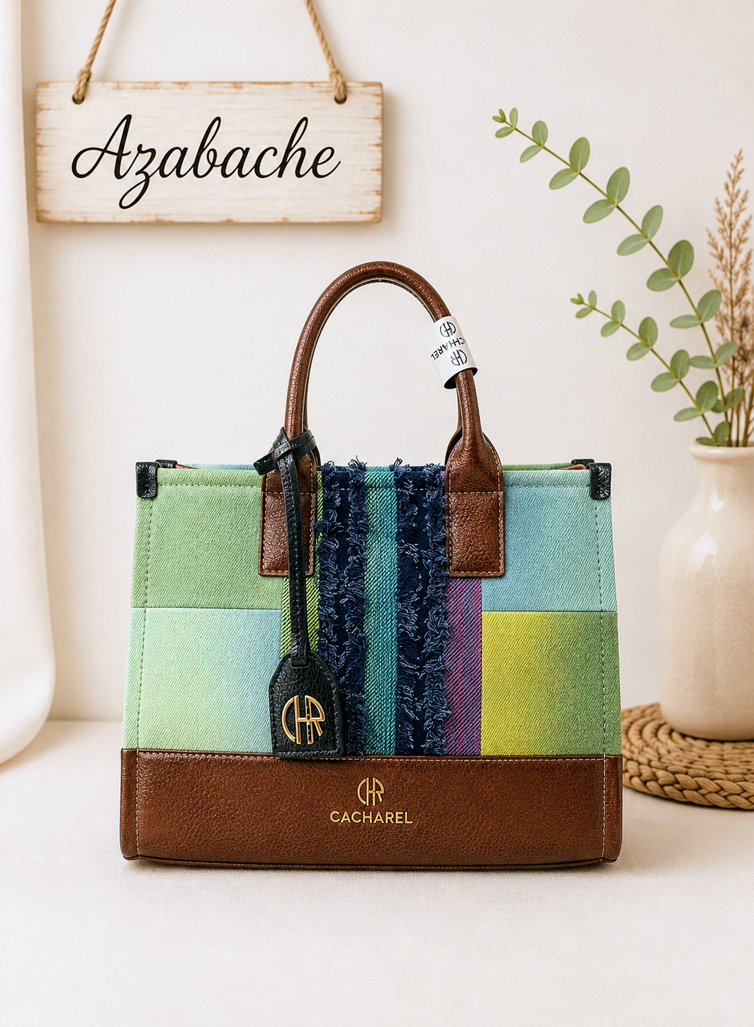 Bolso Cacharel combinado de tela y PU