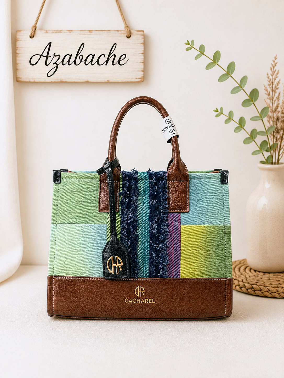Bolso Cacharel combinado de tela y PU