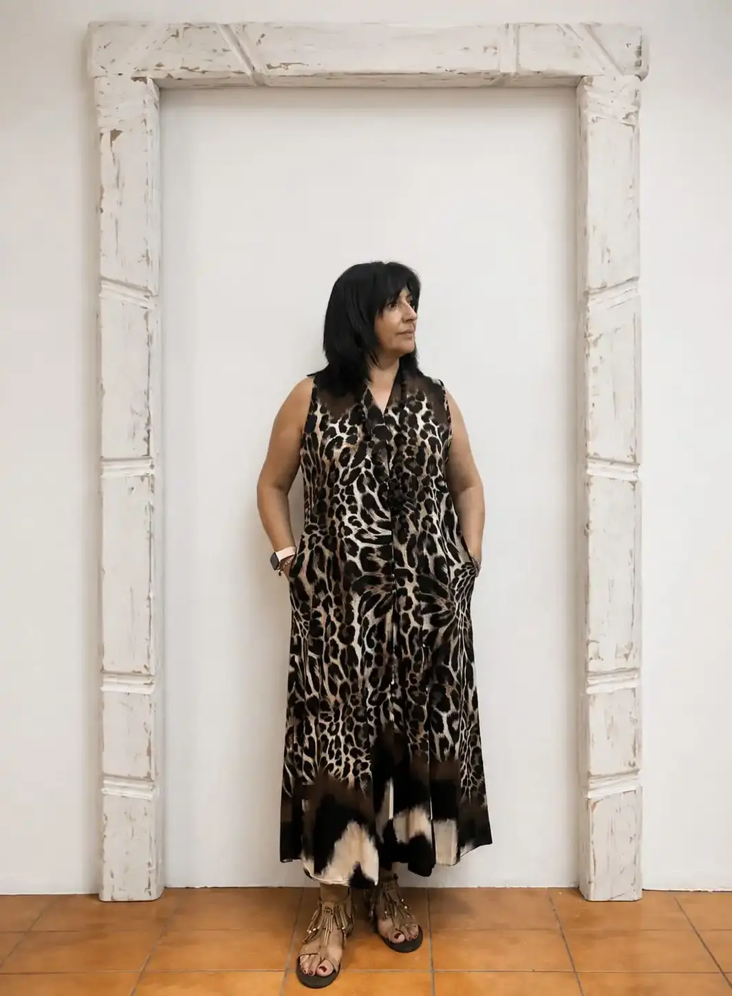 Vestido Largo Estampado Animal Print