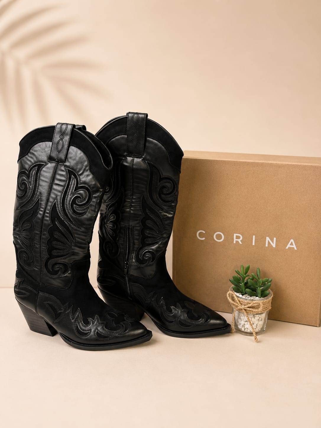 Bota Cowboy Negra Corina