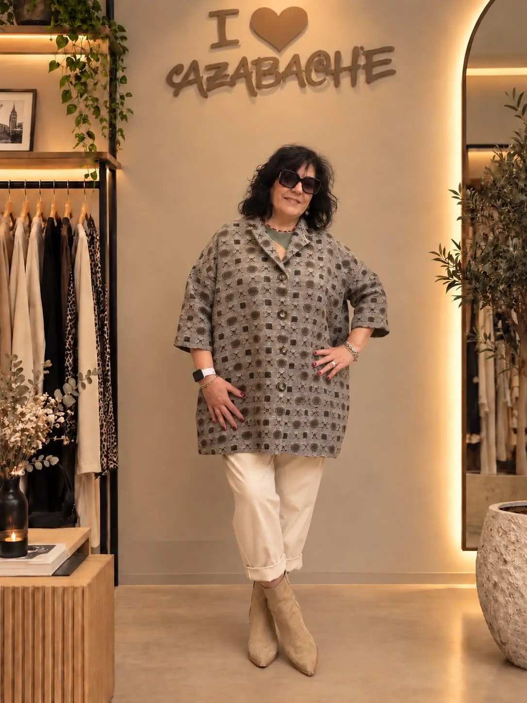 Abrigo Oversize con Estampado de Tapicería